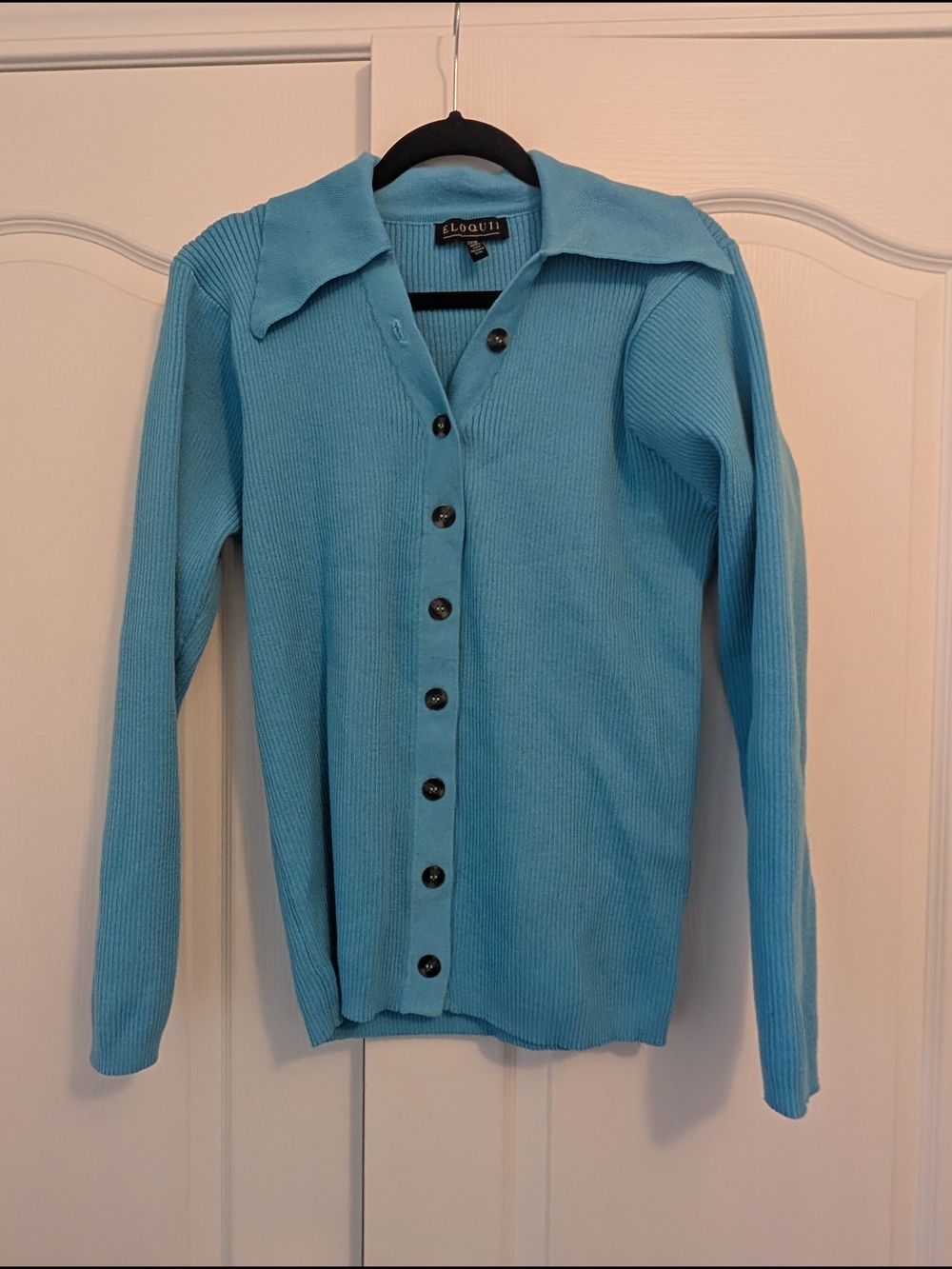 Eloquii Bright Blue Ribbed Button-Up Cardigan